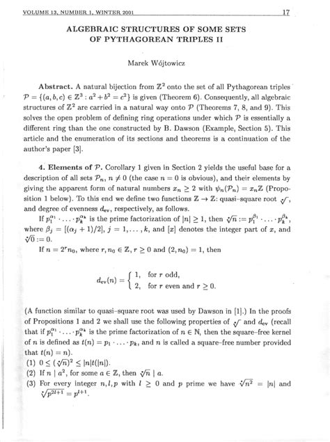 PDF Algebraic Structures Of Some Sets Of Pythagorean Triples II