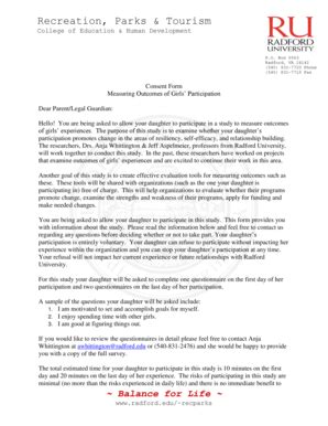 Fillable Online Radford University Permission Slip Camp Mont