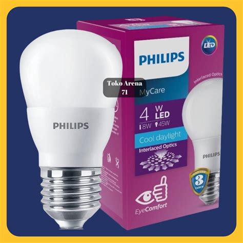 Jual Lampu Philips LED Bulb Mycare Kuning Putih 4W 4Watt 4 W 4 Watt