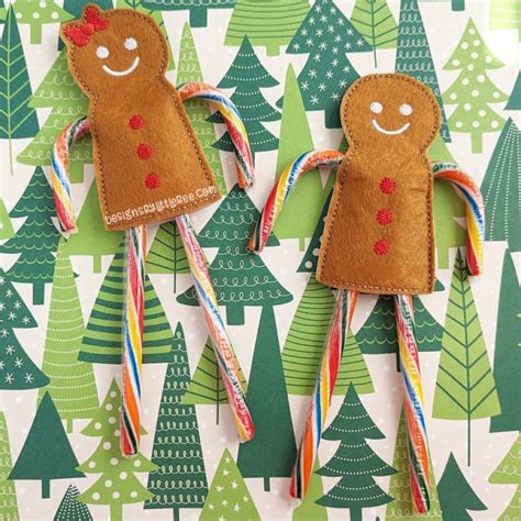 Gingerbread Boy & Girl Candy Cane Holders - Designs by Little Bee