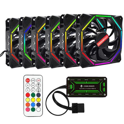 New Coolmoon 6pcs 12cm Adjustable Rgb Cooling Fan With Ir Controller