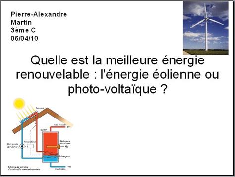 Energies renouvelables léolien et le solaire Vive les SVT Les