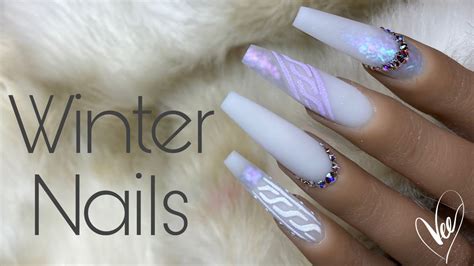 Easy Winter Nail Art Acrylic Nail Tutorial Youtube