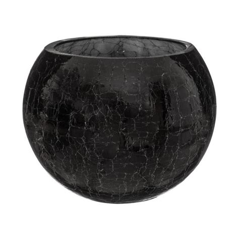 Atmosphera Vase boule en verre craquelé Noir H 15 cm Cdiscount Maison