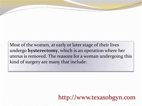 Ppt Reasons For Which A Woman Undergoes Hysterectomy Powerpoint