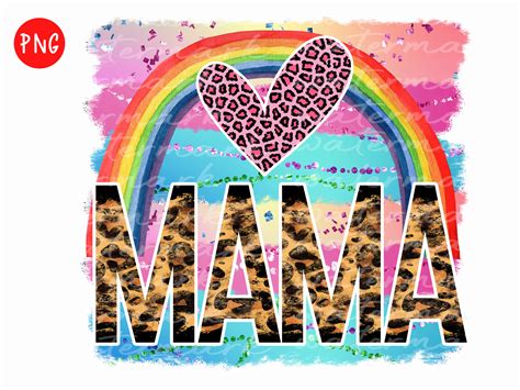 Mama Sublimation Leopard Floral Png Mam Graphic By Deenaenon