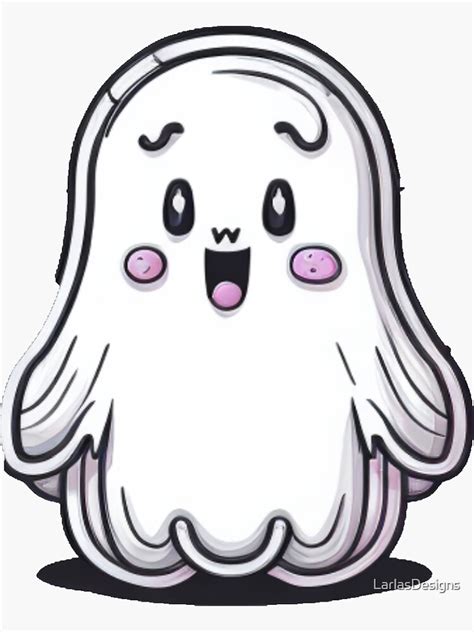 Cute Happy Ghost Sticker For Sale By Larlasdesigns Redbubble