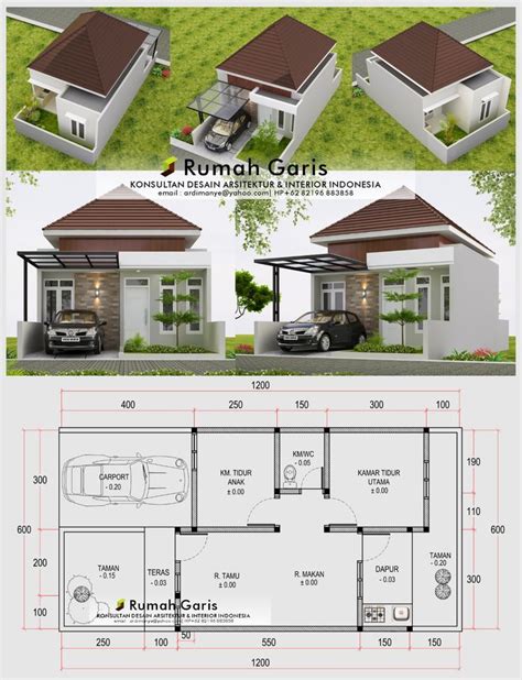 Desain Rumah Minimalis Tipe 45 Lahan Kapling 6x12 M 2 Kamar Tidur