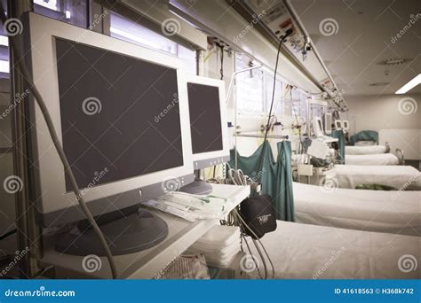 Hospital Emergency Room with Equipment and Beds Stock Image - Image of ...