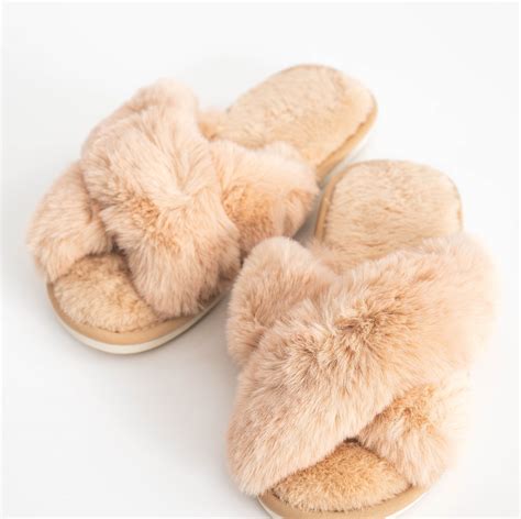 Elelax Womens Cross Band Slippers Fuzzy Soft House Slippers Plush