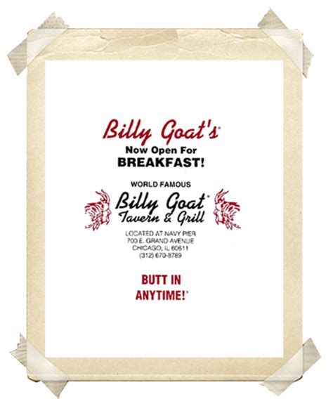 The World-Famous Billy Goat Tavern - The Menu