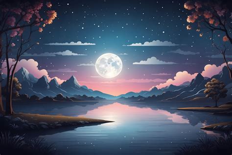 Moon Night Landscape Background Graphic by Forhadx5 · Creative Fabrica