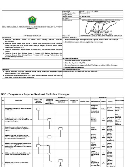 Sop 15 Penyusunan Laporan Realisasi Fisik Dan Keuangan Pdf