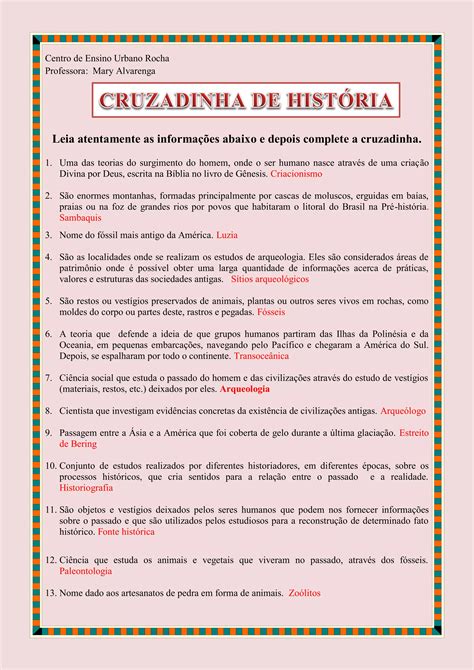 Cruzadinha de História A ocupação humana na América PDF Download