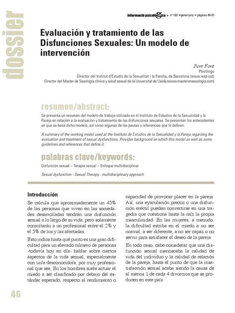 Evaluación Y Tratamiento De Las Disfunciones Sexuales Pdf Manual Diagnóstico Y Estadístico