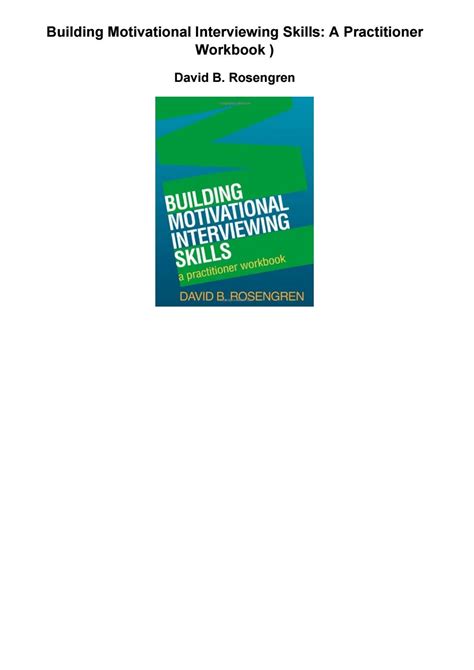 Building Motivational Interviewing Skills A Practitioner Workbook Pdf