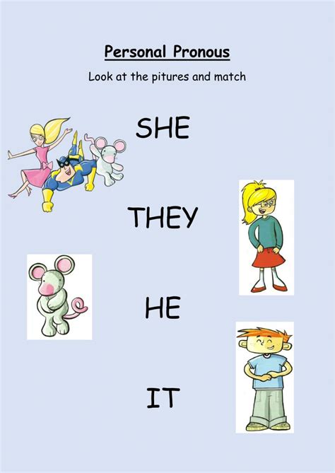 Personal Pronouns She He It They Interactive Worksheet English