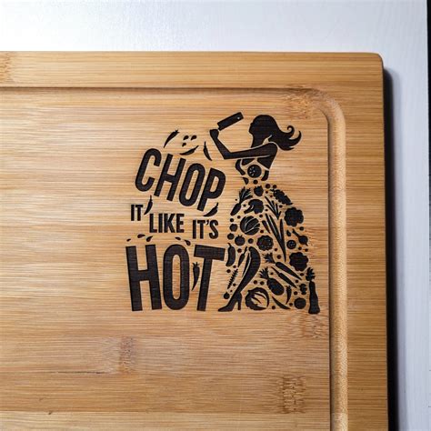 Svg Chop It Like It S Hot Kitchen Engraving Design Woman Chopping Vegetables Instant Digital