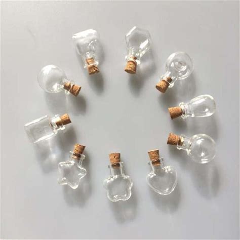 Mini Glass Bottles Pendants 10 Pcs Small Diy Bottles With Cork Etsy