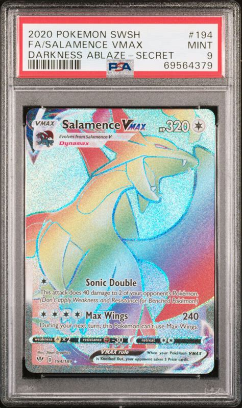 Salamence VMAX Full Art Secret 2020 Pokemon Darkness Ablaze PSA 9