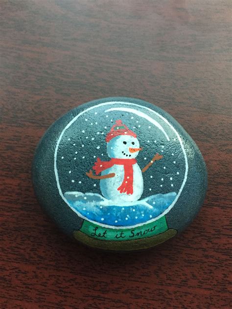 Snow Snowman Snowglobe Globe Holiday Christmas Rockpainting