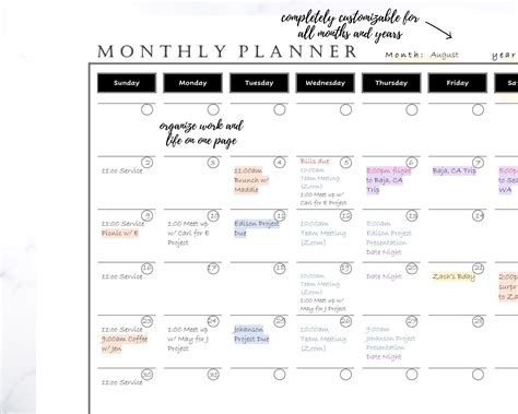 Monthly Planner Printable PDF Instant Download Monthly Schedule ... 