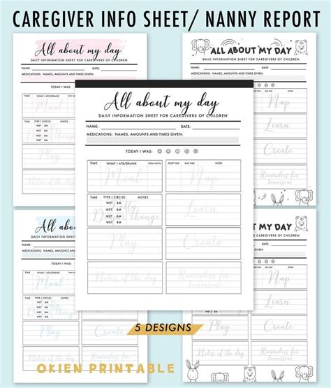 Printable Nanny Log Designs Daily Infant Care Sheet Babysitter Log