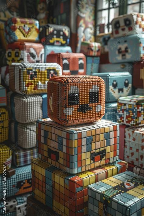 Array of gift boxes as pixel art characters from classic video games ...