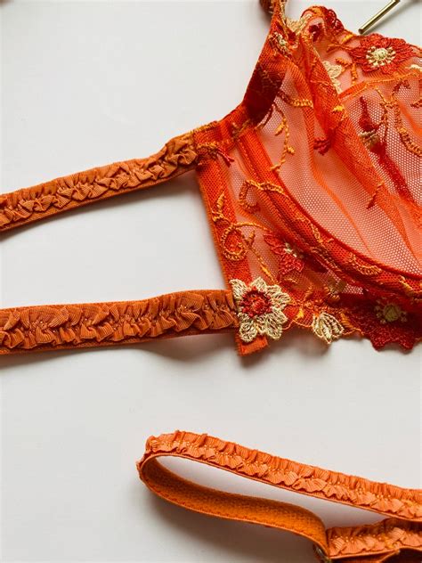 Orange Lingerie Set Etsy