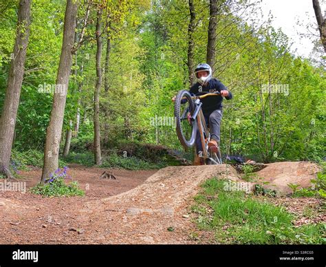 Mountain Biker Jumping Stock Photo Alamy