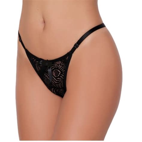 Calcinha Fio Tanga Regulagem Na Lateral Lisa De Renda Lingerie Sexy Shopee Brasil