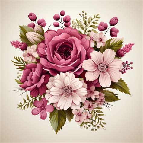 Premium AI Image | a bouquet of pink flowers on a beige background