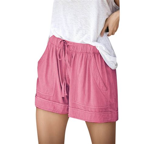 Golikeit Women Cotton And Linen Shorts Plus Size Elastic Waist Summer