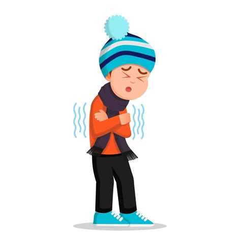 A Boy In Winter Clothes Feels Cold 4396329 Vector Art At Vecteezy