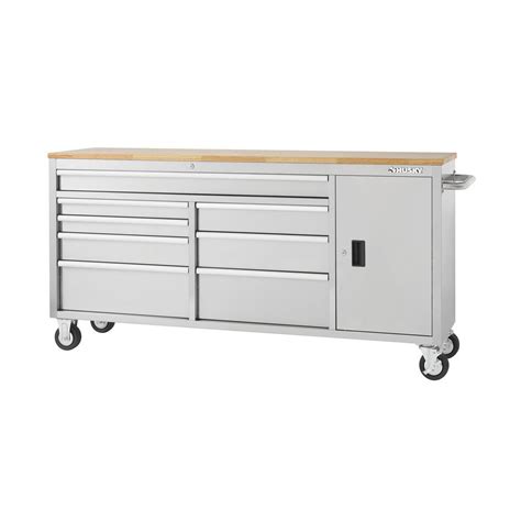 Husky In Drawer And Door Mobile Workbench In Stainless Steel