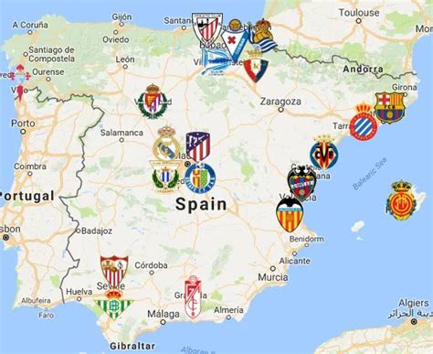 La Liga Map Clubs Sport League Maps Maps Of Sports Leagues La