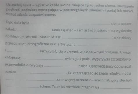 poproszę o pomoc w zadaniu domowym z języka polskiego Brainly pl