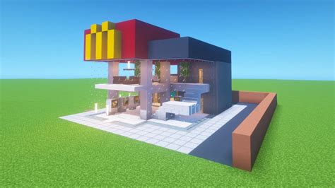 Minecraft Tutorial How To Make A Fancy Modern Mcdonalds Restaurant 2021 City Tutorial Youtube