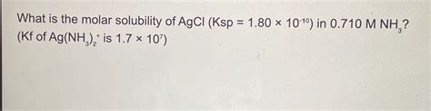 Solved What Is The Molar Solubility Of Chegg