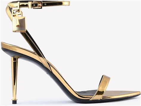 Tom Ford Padlock Naked Pointy Sandals In Laminated Nappa Leather