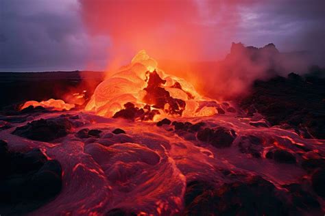 Volcano Hveravellir In Iceland Europe Lava Spurting Out Of Crater And