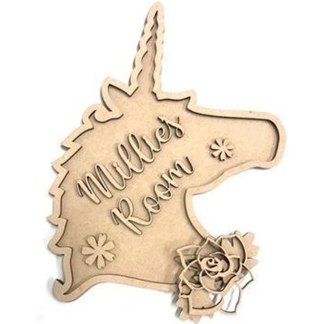 20cm Unicorn Head Personalised MDF Plaque Sign Lorna Jayne Craft Shapes