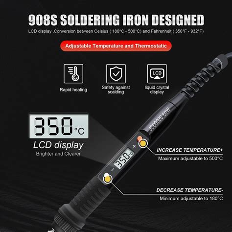 Купить JCD 80W цифровой электрический паяльник 908S с регулируемой ...