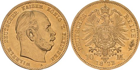 Deutschland 10 Mark Wilhelm I Winz Rs 1872 A Gold Stgl 528 Euro