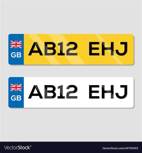 Uk license plate set Royalty Free Vector Image