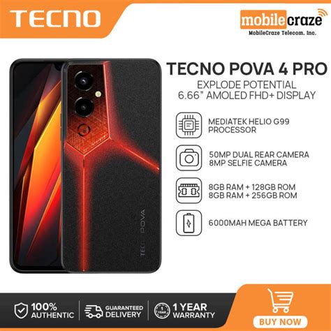 Tecno POVA 4 Pro Smartphone 8GB RAM 128GB 256GB ROM Helio G99