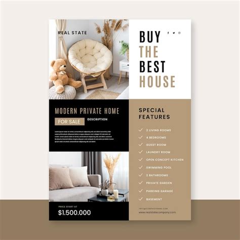 Free Vector Flat Design Real Estate Poster With Photo