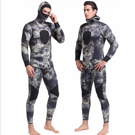 Neoprene Mm Camo Wetsuit Two Piece Dive Athletic Diving Full Black