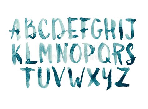 Watercolor Aquarelle Font Type Handwritten Hand Drawn Doodle Abc