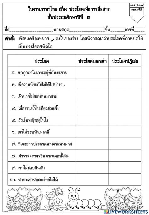 ใบงานประโยค Activity